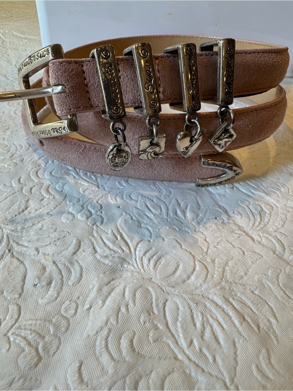 Brighton Mauve Suede Charm Belt with Silver Accents